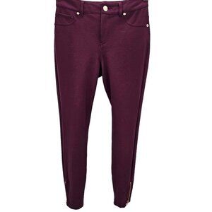 Ted‎ Baker Womens 2/4 Maroon Purple Fioni Ponte Knit Ankle Zip Pants